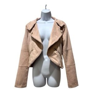Blu Pepper Women’s XL Soft Brushed Moto-Style Jacket Pale Pink